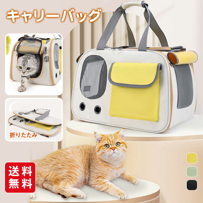 キャリーバッグ メッシュ ペットキャリー 2WAY ペット ソフトキャリー 軽量 小型犬 猫 犬 ペットバッグ 折りたたみ ショルダー 斜めが..