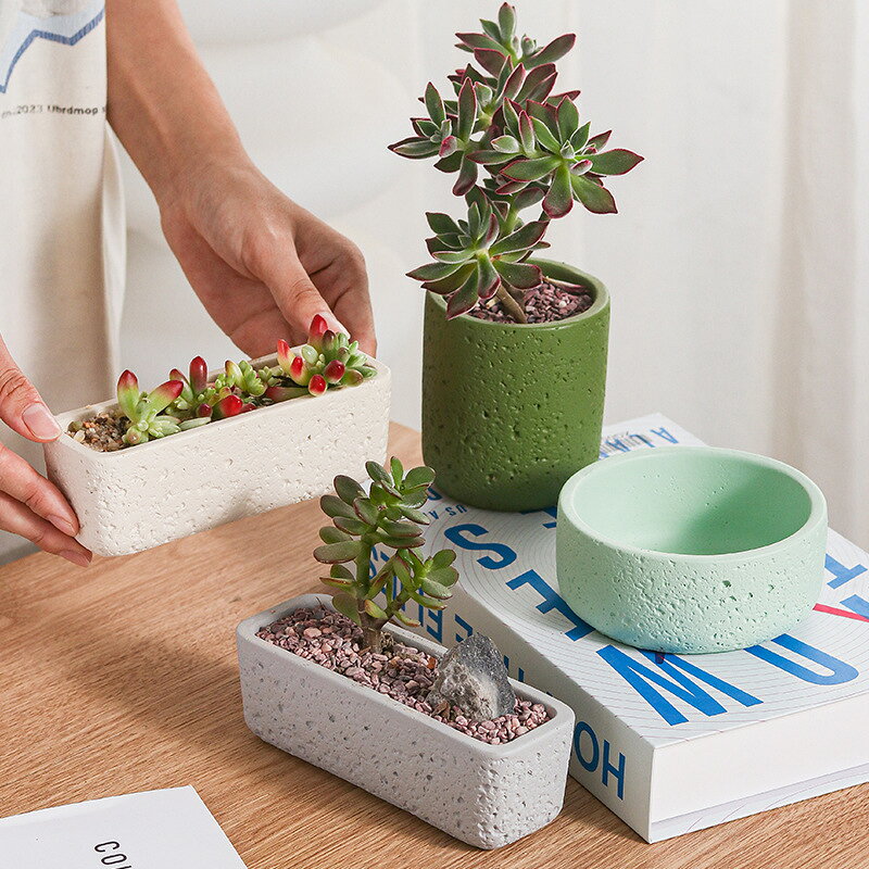 石目模様 植木鉢 セメント 多肉植物 凹凸模様 プランター シンプル モダン ガーデニング インテリア おしゃれ