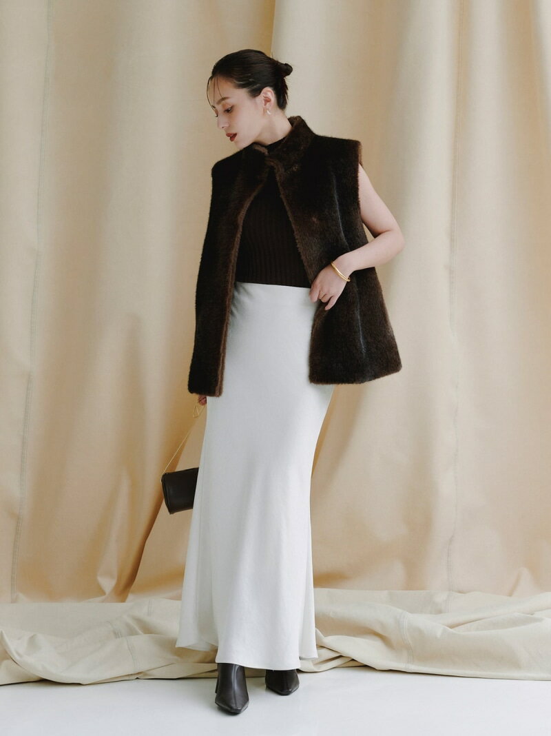 サテンナロースカート anuans アニュアンス スカート ロング・マキシスカート ブラック ピンク ブラウン【先行予約】*【送料無料】[Rakuten Fashion]