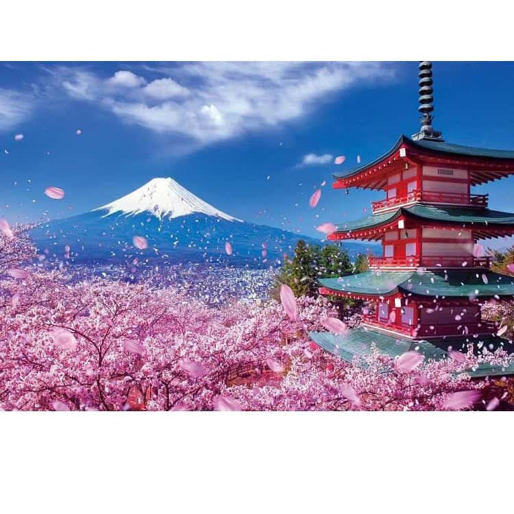 大型 5D ダイヤモンドアート キット フル 刺繍キット 初心者 セット 富士山 桜 日...