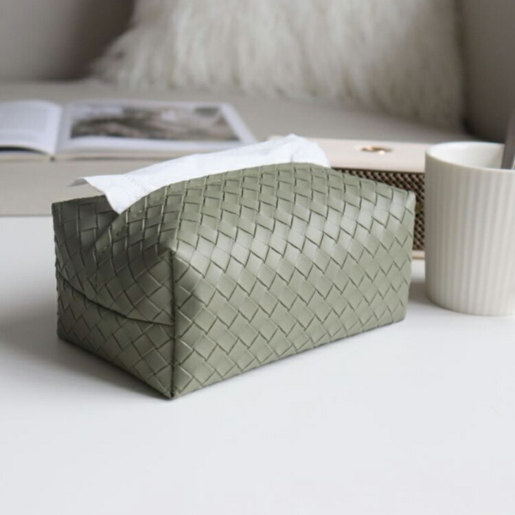 ティッシュケース PUレザー ケース 【送料無料】編み模様 ティッシュボックスケース かわいい おしゃれ 北欧 収納 コンパクト フェイクレザー ティッシュカバー ティッシュ 車 [2]