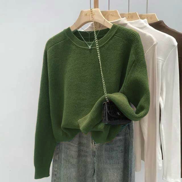 ニットセーター レディース ニットTシャツ カットソー 丸首 ラウンドネックニット トップス 長袖 ショート丈 春服 春物 シンプル おしゃれ