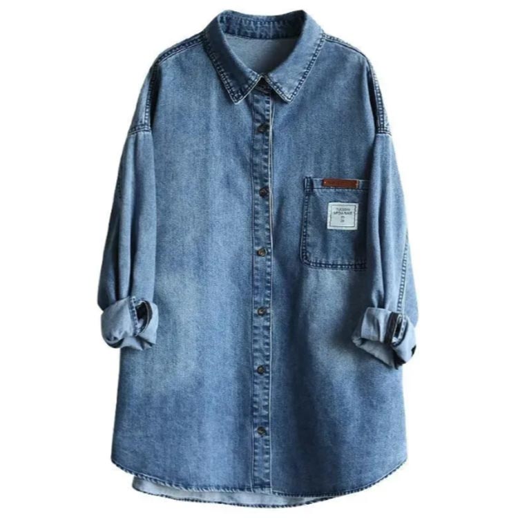 デニムシャツ ウエスタンシャツ レディース トップス 大きサイズ 羽織 ライトアウター デニムブラウス デニム ロングシャツ カジュアル 春服 秋服 ウエスタン シャツ ウォッシュ