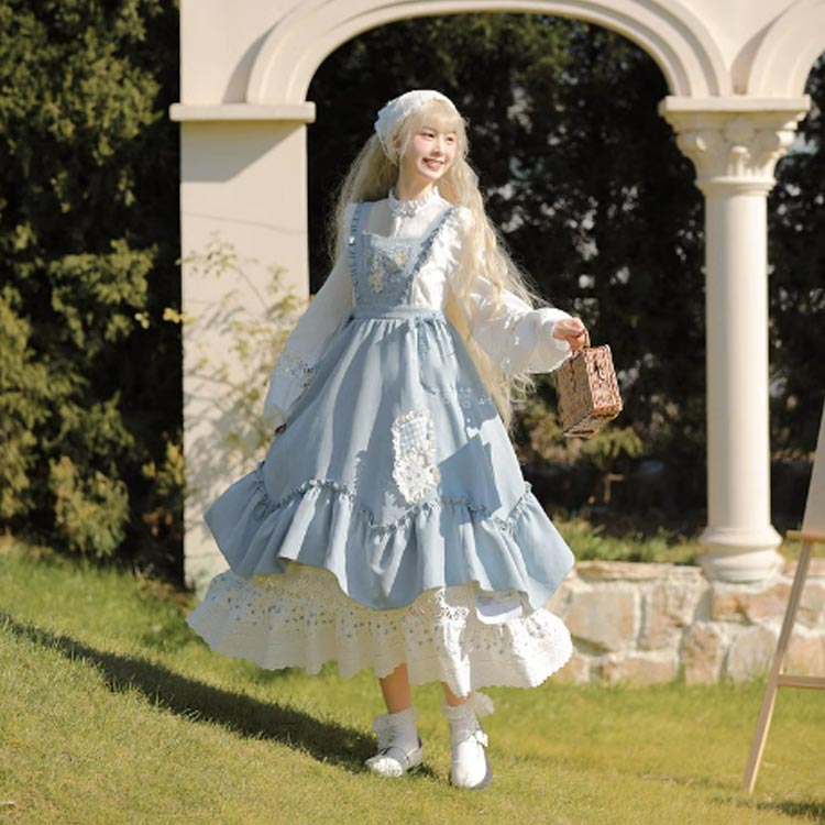 ロリータワンピース ロリィタ ドレス 文化祭 学園祭 衣装 レディース コスプレ ハロウイン 可愛い 姫様 ロリータ風ワンピ ゴスロリクラシカル ミディアム丈