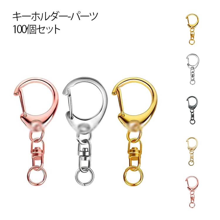 樂天商城 - 100個セット キーホルダー パーツ 金具 キーホルダー金具 ナスカン 丸カン レディース かわいい おしゃれ チャーム リング ハンドメイド 手作り ストラップパーツ プラ板 チェーン レザー 鍵 カラビナ クリップ 鈴 作成 工作 ナスカンキーホルダー