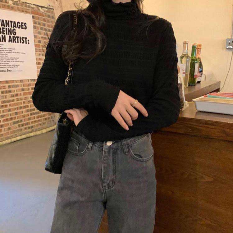 ロンT メッシュトップス レース ハイネック レディース シアートップス 厚手 シアートップス くしゅくしゅ シアーインナー 着る毛布 レイヤード 暖かい 防寒 長袖 秋 冬 無地