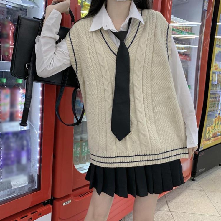 ホワイト スクール チョッキ スクールベスト スクールベスト ニットベスト Vネック 制服 ノースリーブ ニット 高校 学校 中学 JK 通学 学生服 男女兼用 スクールニット 無地 JK制服 ベージュ グレー