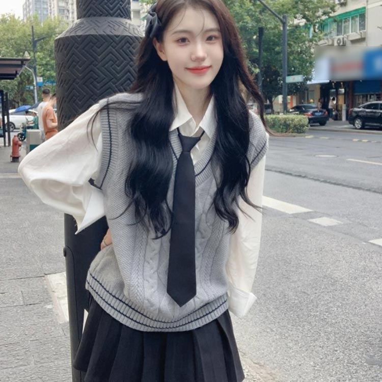 ホワイト スクール チョッキ スクールベスト スクールベスト ニットベスト Vネック 制服 ノースリーブ ニット 高校 学校 中学 JK 通学 学生服 男女兼用 スクールニット 無地 JK制服 ベージュ グレー