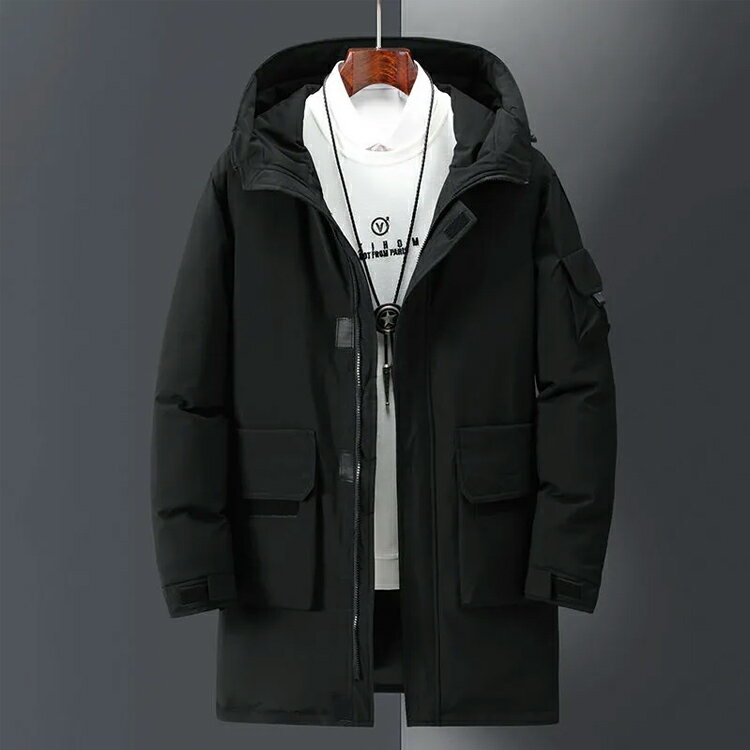 ダウンジャケット メンズ ダウンコート シンプル ボリュームネック フード付き ロングコート ダウン ミリタリーコート アウトドア 厚手 防寒 冬服 冬物 大きサイズ 男性