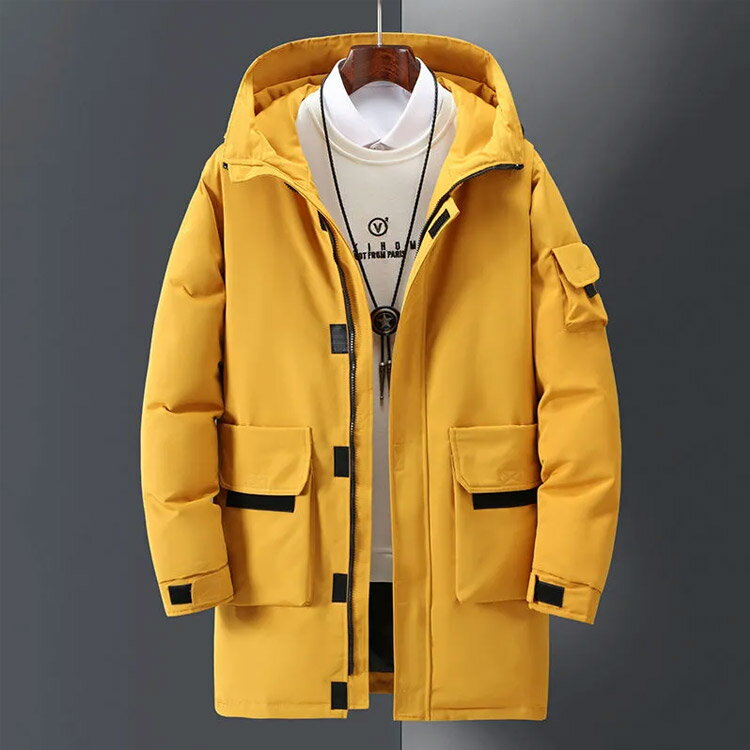 ダウンジャケット メンズ ダウンコート シンプル ボリュームネック フード付き ロングコート ダウン ミリタリーコート アウトドア 厚手 防寒 冬服 冬物 大きサイズ 男性