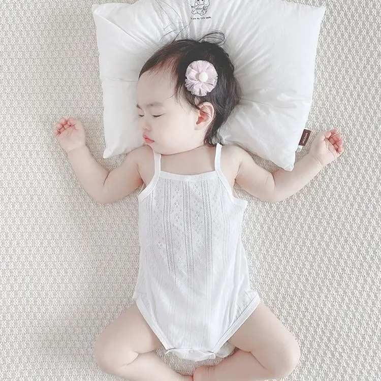 ロンパース べビー キャミソール インナー 綿 コットン薄手 柔らかい ベビー服 女の子 男の子 可愛い 赤ちゃん肌着 通気 ベビー肌着 新生児 ベビーロンパース キャミロンパース 透かし編み 無地 出産準備 出産祝い ギフト プレゼント 送料無料 ナチュラル 3