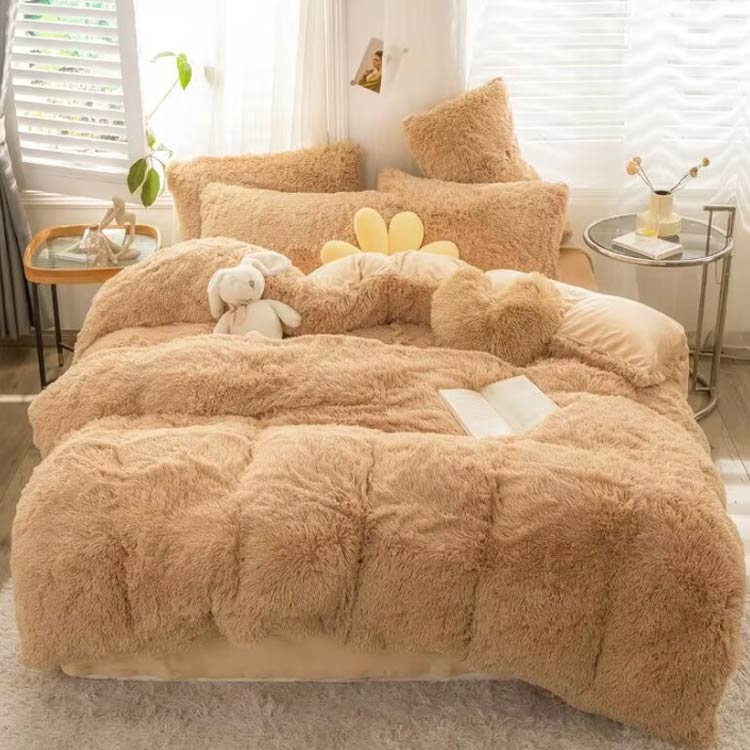 フラットシーツ ダブル ふわふわ もこもこ 冬用 セミダブル 毛足の長い 寝具カバーセット 敷布団カバー シャギー 起毛素材 あったか 保温 防寒 布団カバー ふとんカバー 掛け布団カバー 秋冬 もこもこ 4点セット 枕カバー 暖かい おしゃれ かわいい 厚手 洗える [2]
