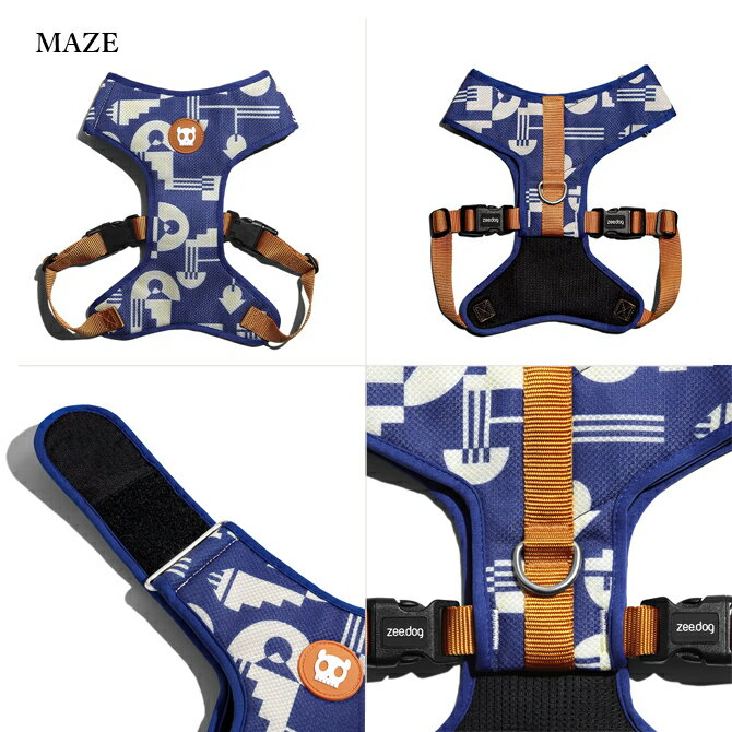 zee.dog ジードッグ アジャスタブル メッシュ ハーネス 小型犬 中型犬 Sサイズ 首回り 調節可能 犬用 ワンタッチ 簡単 快適 4点留め おしゃれ 可愛い カラフル カラー豊富 スカル 柴犬 シーズー パグ ダックス 2