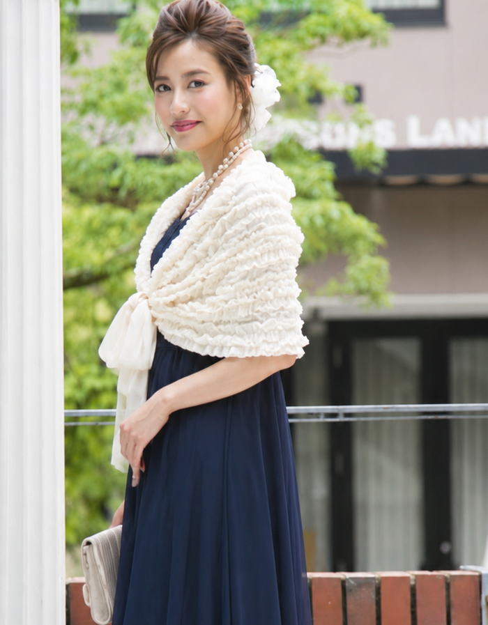 ボレロ 結婚式 『上品なフリル』ショール ストール セミフォーマル パーティードレ...