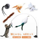 猫じゃらし 吸盤 固定 猫おもちゃ 釣り竿 6点セット 鈴付き 猫 猫用おもちゃ 羽根 ねこじゃら ネコ 猫用釣竿 交換用 羽根 ねこじゃら ネコ 一人遊び 知...