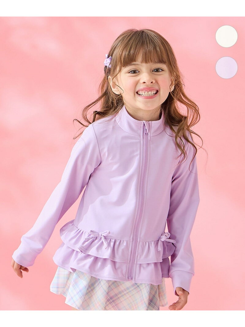 【SALE／20%OFF】裾フリル ラッシュガード ANY KIDS エニィ 水着・スイムグッズ 水着 ホワイト パープ..