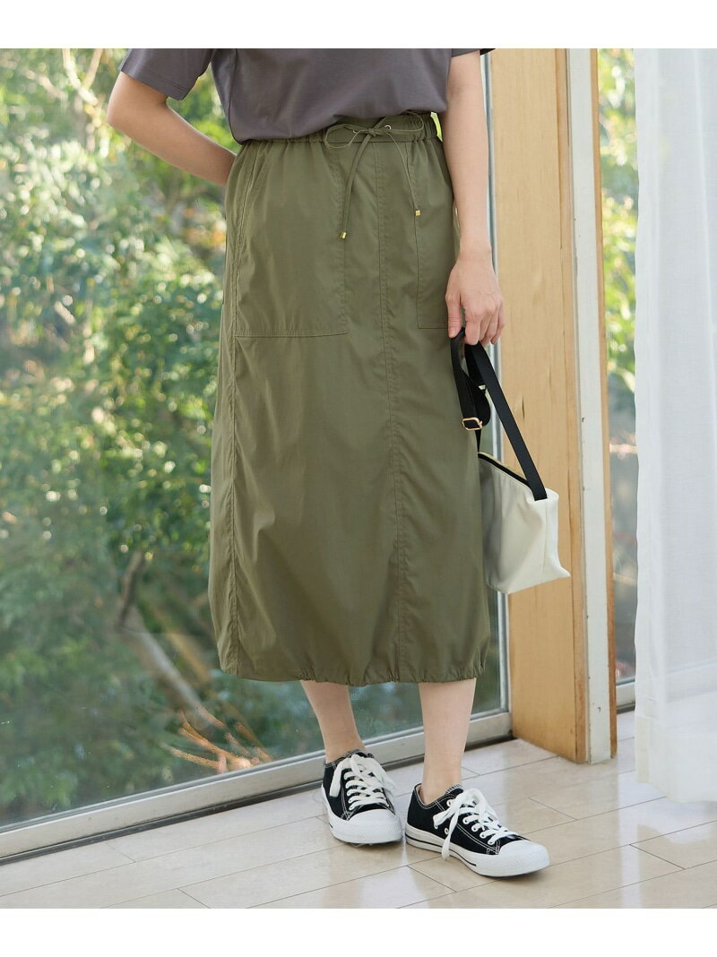 【SALE／30%OFF】【洗濯機可/ウエストゴム】撥水ナイロンベイカースカート any FAM L エニィファム スカート ロング・マキシスカート ブラック ベージュ カーキグリーン【RBA_E】【送料無料】[Rakuten Fashion]