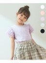 袖フリルTシャツ any FAM KIDS エニィファム カットソー Tシャツ パープル ホワイト ピンク グリーン ネイビー[Rakuten Fashion]