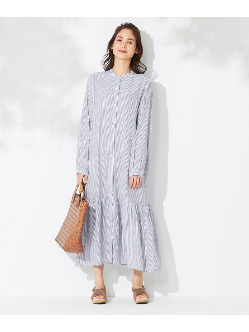 【SALE／30%OFF】【洗える】ライトリネンクロス ワンピース any FAM エニィファム ワンピース・ドレス シャツワンピース ブルー ブラック ベージュ パープル【RBA_E】【送料無料】[Rakuten Fashion]のサムネイル