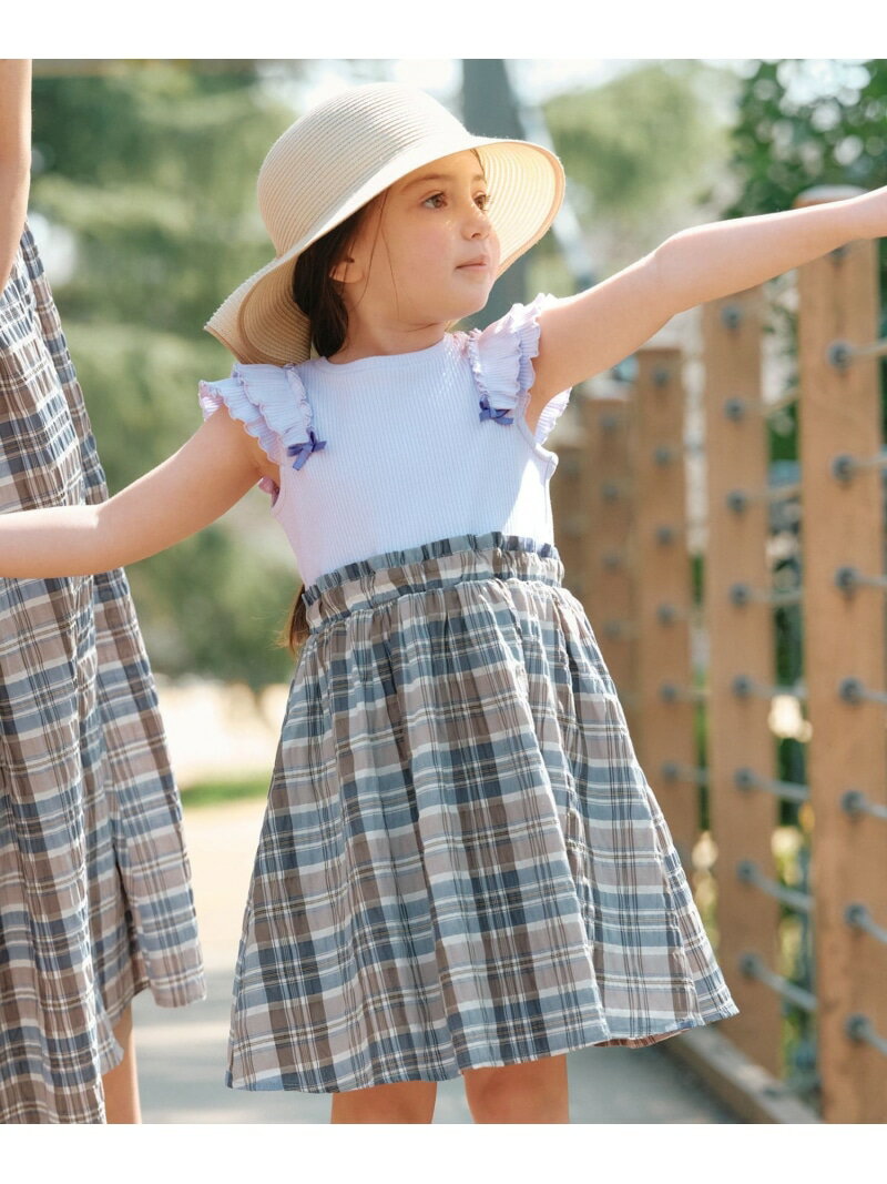 【SALE／30%OFF】ドッキング チェック柄 ワンピース ANY KIDS エニィ ワンピース・ドレス ワンピース ..