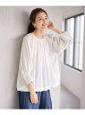 【SALE/50%OFF】【手洗い可能】ヨーロピアンリネンギャザーブラウス any FAM エニィファム トップス シャツ・ブラウス ホワイト ピンク ブルー ...