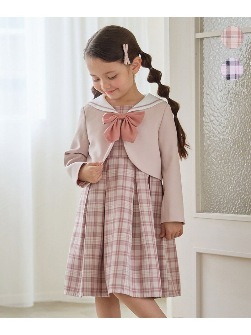 【SALE／20%OFF】【2点セット】セーラージャケット+チェックワンピース ANY KIDS ...
