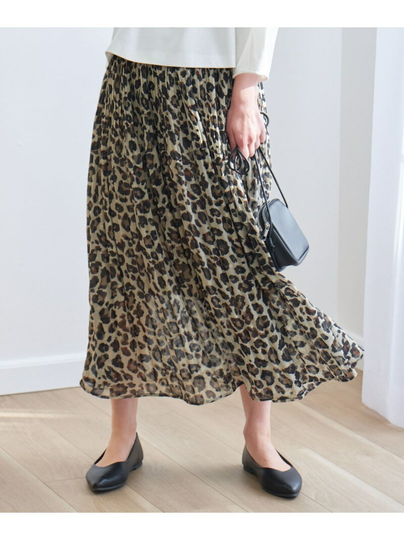 【SALE／30%OFF】【洗濯機可/ウエストゴム】レオパードプリーツスカート any FAM L エニィファム スカート ロング・マキシスカート【RBA_E】【送料無料】[Rakuten Fashion]