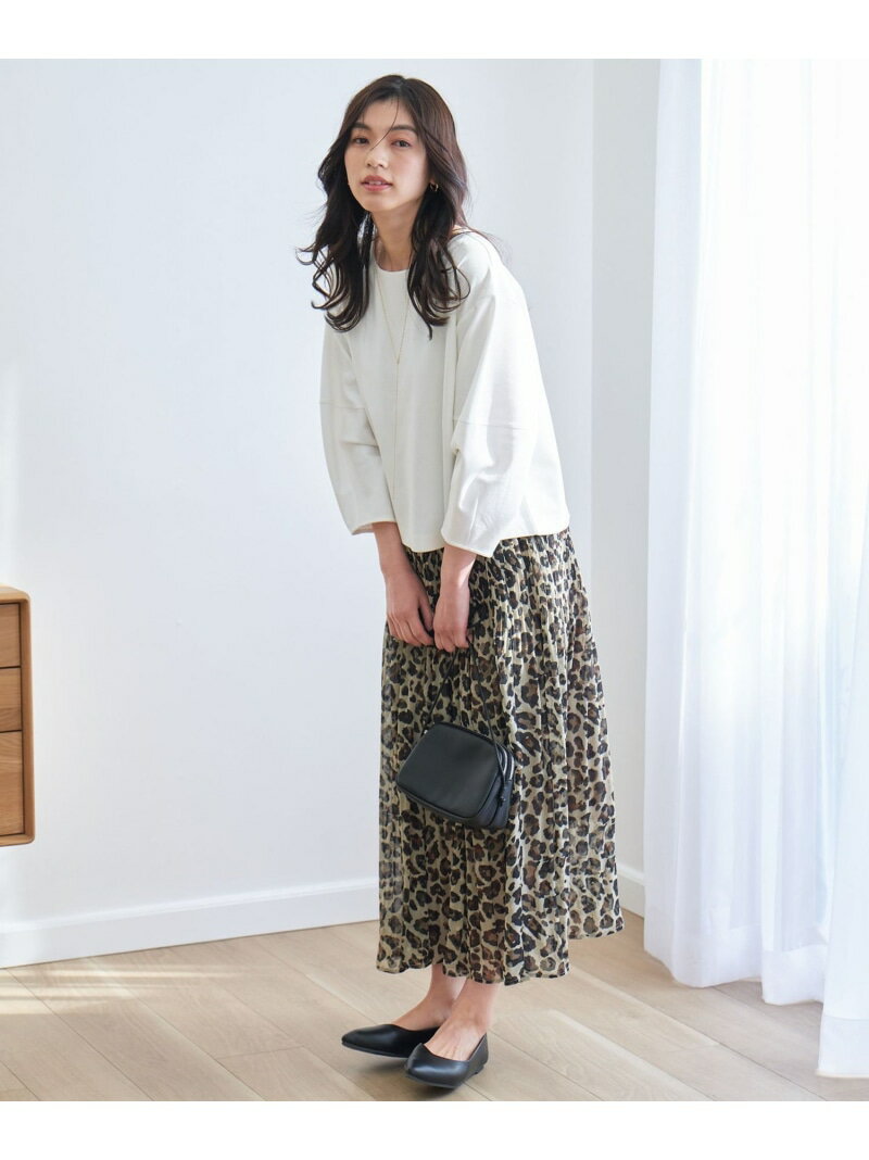 【SALE／30%OFF】【洗濯機可/ウエストゴム】レオパードプリーツスカート any FAM L エニィファム スカート ロング・マキシスカート【RBA_E】【送料無料】[Rakuten Fashion]