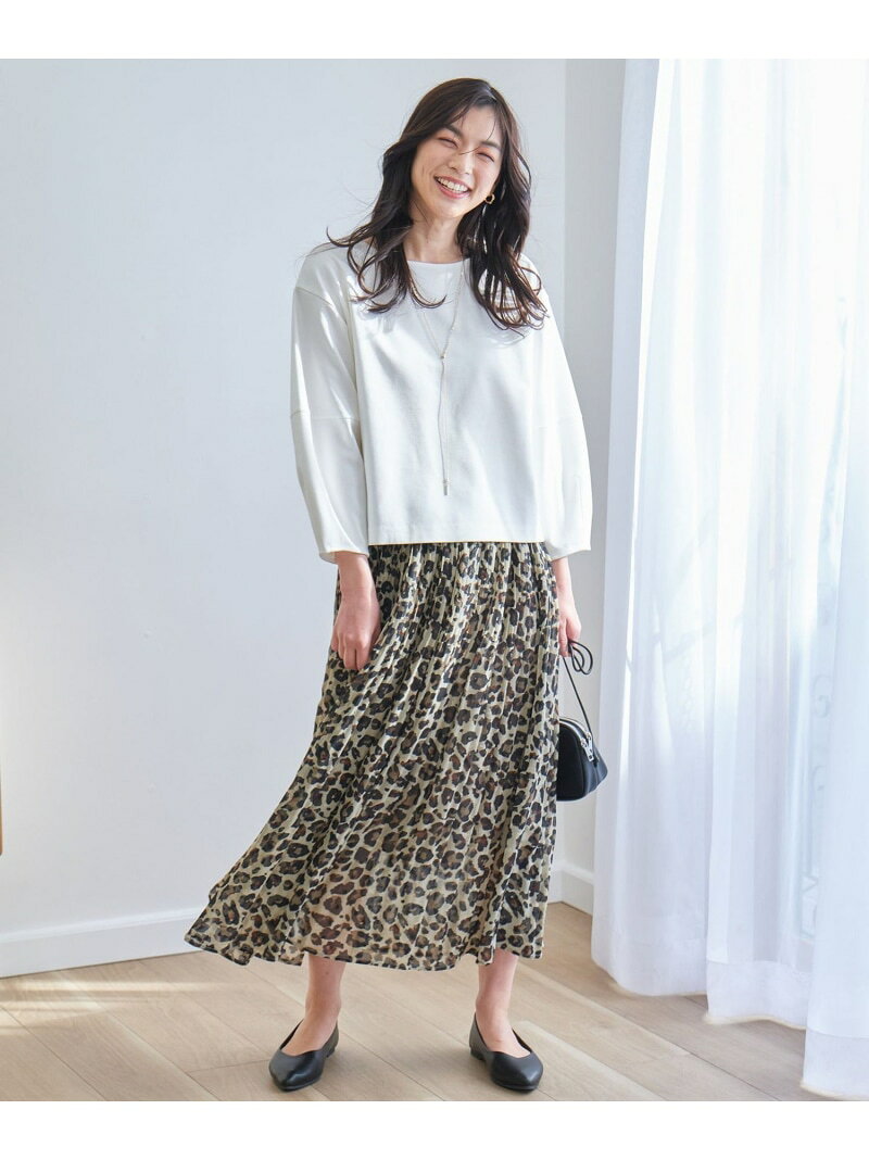 【SALE／30%OFF】【洗濯機可/ウエストゴム】レオパードプリーツスカート any FAM L エニィファム スカート ロング・マキシスカート【RBA_E】【送料無料】[Rakuten Fashion]