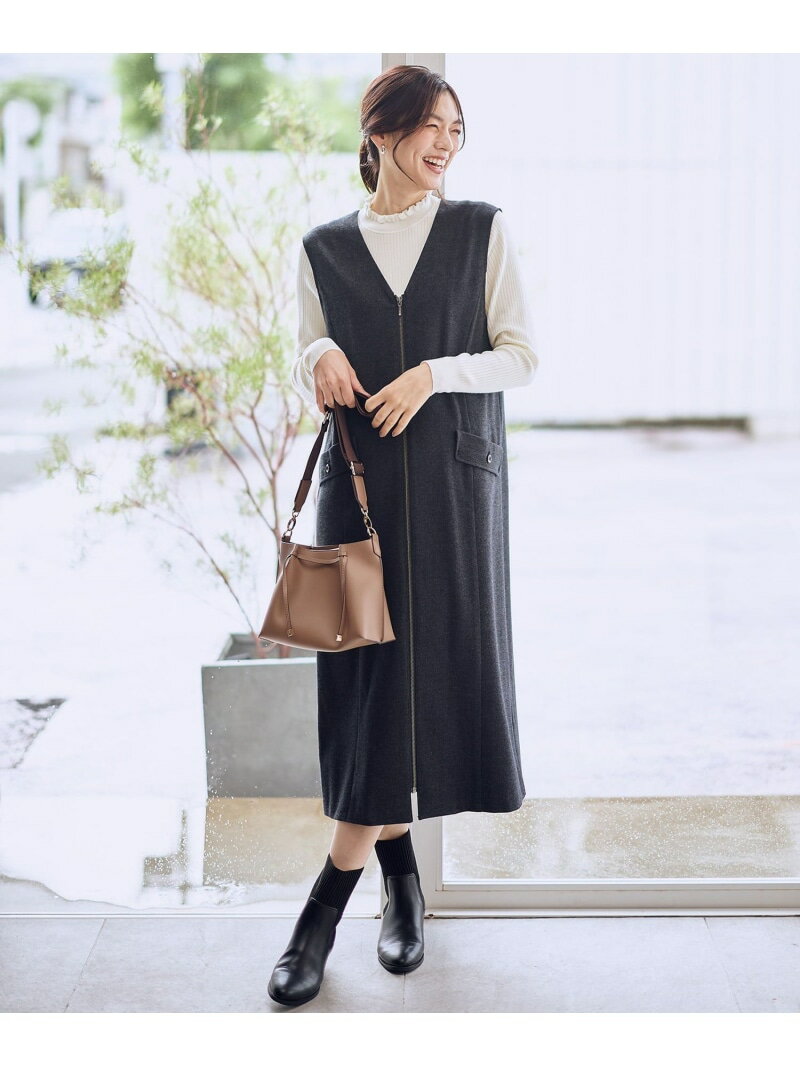 【2WAY/セットアップ可】ライトツイードジャンパースカート ANY エニィ ワンピース・ドレス ジャンパースカート グレー ブラウン【送料無料】[Rakuten Fashion]