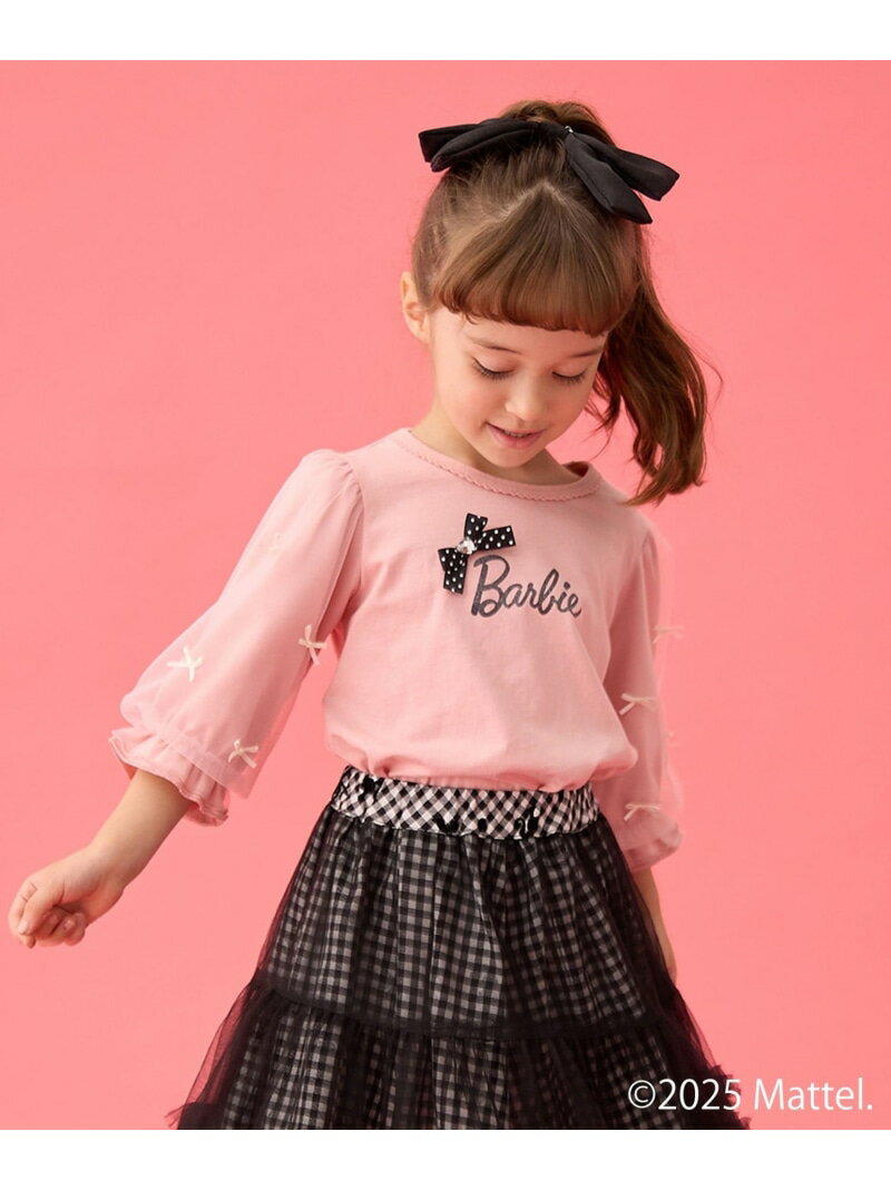 【Barbie(TM)】リボン 七分袖Tシャツ ANY KIDS エニィ トップス カットソー・Tシャツ ピンク ブラック[Rakuten Fashion]のサムネイル