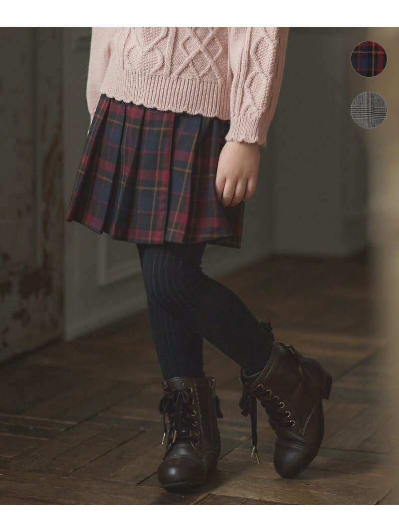 【SALE／30%OFF】チェック柄 プリーツ キュロット ANY KIDS エニィ パンツ キュロット レッド【RBA_E】..