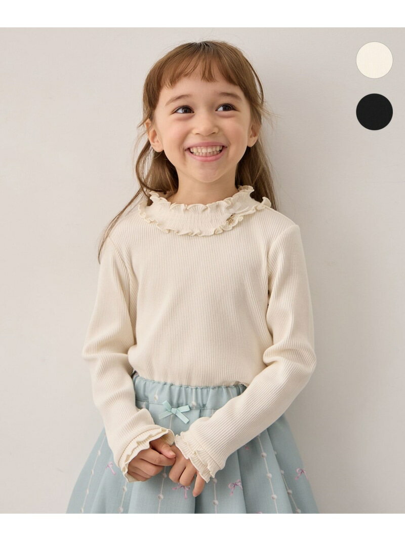 音符チャーム付き カットソー ANY KIDS エニィ トップス カットソー・Tシャツ ブラック ベージュ[Rakut..