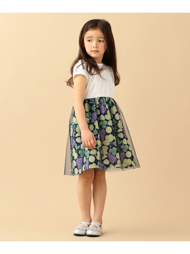 Any Fam キッズ ワンピース エニィファム Kids フルーツプリントワンピース ホワイト Rakuten パープル 出群 半袖ワンピース Fashion