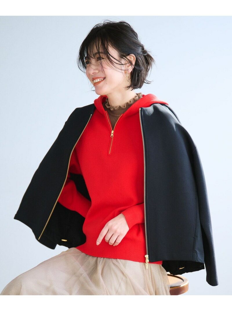 【SALE／30%OFF】ハーフジップニットフーディー ANY エニィ トップス ニット ホワイト グレー ネイビー レッド【RBA_E】[Rakuten Fashion]