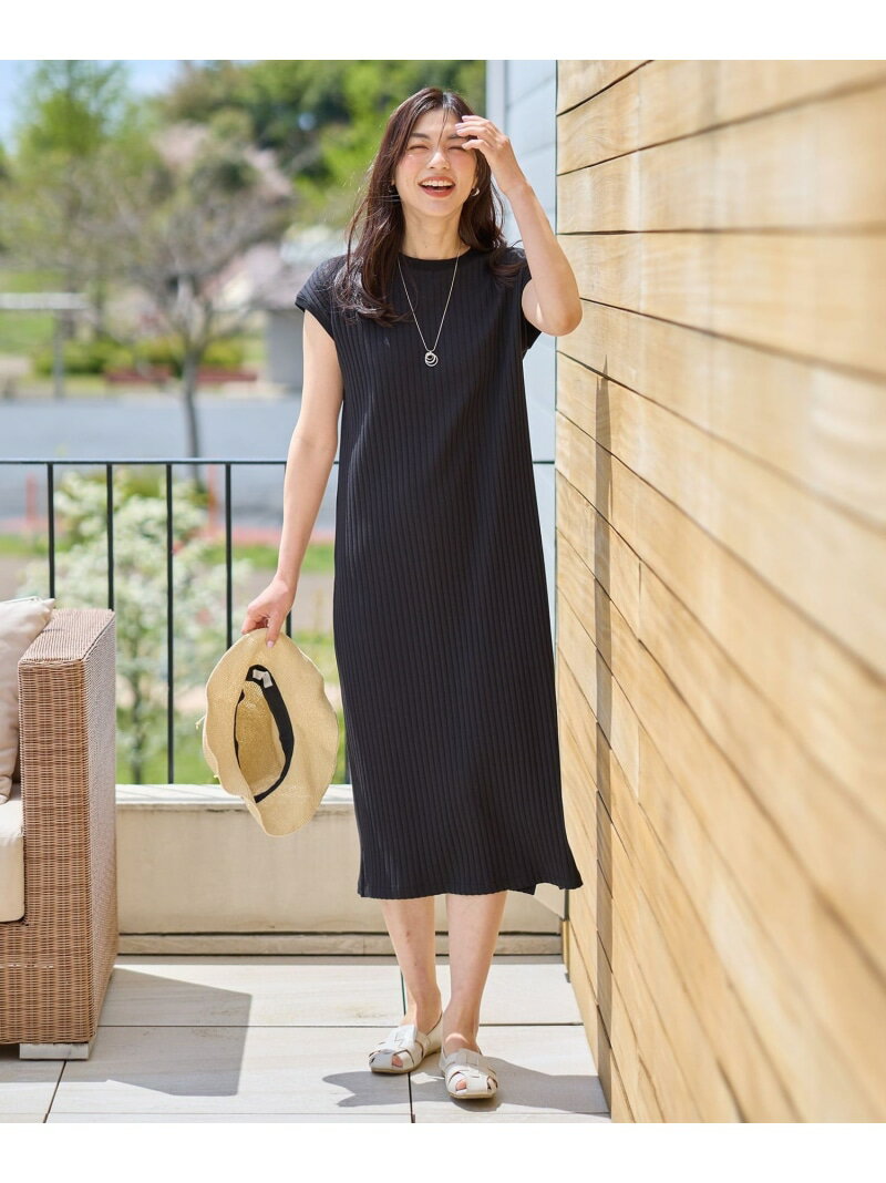 【SALE／20%OFF】【洗濯機可/接触冷感/UVカット】汗ジミ防止テレコワンピース ANY エニィ ワンピース・ドレス ワンピース ネイビー ブラック グレー【RBA_E】【送料無料】[Rakuten Fashion]