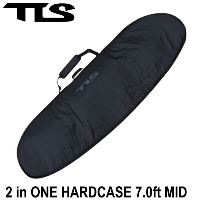 【 TLS HARD CASE 2 IN ONE MID 7.0ft｜ハードケース 】 ミッドレングス、ガン、ファンボードなど2枚収納可能なハードケース ■ 商品説明 ・2本までのボードを収納可能 ・8mm厚フォーム ・強靭なナイロンファブリック ・壊れにくいジッパープル ・柔らかく持ちやすいハンドル ・ケース内でズレにくい一体型ボードディバイダー ・レールを守るジッパーガード ・取り外し可能なショルダーストラップ ・内部にストラップポケット付き ・ボードの出し入れがしやすいフルオープンジッパー ・コンプレッションストラップ ■ サイズ（約） 2180×650×150mm