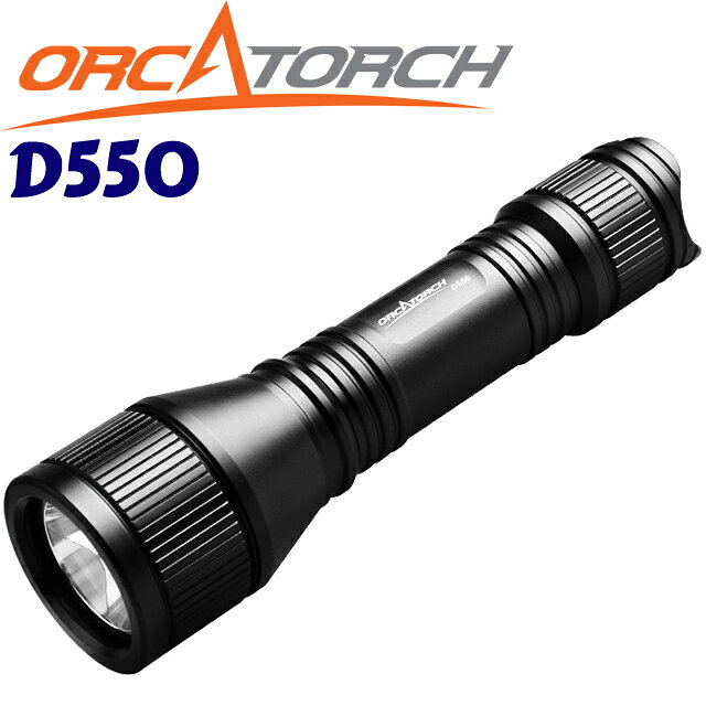 ORCATORCH D550 ダイビングライト 最大1000ルーメンを直感操作で引き出す“毎日使える標準機”。 扱いやすい配光×高い操作性で、ナイトのメインから常備バックアップまで活躍。 さらにストロボ搭載で合図・緊急時の視認性も万全——バランス最強の一本。 ◇磁気式テールスイッチ：高い防水性と水中での直感操作 ◇ハンドストラップ標準付属：手の甲に固定して落下を防止 ◇150m耐水圧のタフ構造 ◇高効率・定電流回路で明るさが安定 ◇逆極性保護：電池の逆挿しから本体を保護 ◇過放電保護でバッテリーを長持ち ◇航空機グレードの高強度アルミボディ ◇ダイヤモンドグレード硬質アルマイト（海水耐食）仕上げ ◇アルミ合金リフレクター：プロ仕様の光学設計で均一照射 ◇両面コート強化ガラス：深場の水圧に耐えクリアな視界 出力モード : HIGH / LOW / STROBE 光量 : (HIGH-1,000 lm) / (LOW-400 lm) / (STROBE-1000 lm) 連続点灯時間 : (HIGH-2h) / (LOW-4h 20min) 照射角度 : 9° スポット 電源 : 18650 Li-ion 充電方式 : 充電方式 大きさ : 全長: 144 mm / ヘッド径: φ 41 mm / ボディ径: φ 25 mm 耐水深 : 150m　