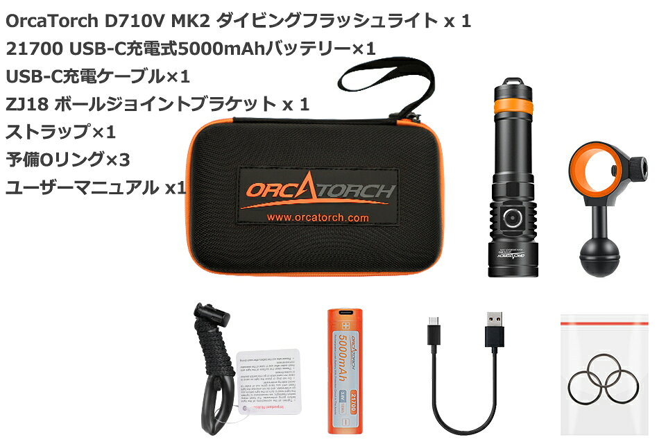GOOD TIMEのORCATORCH D710V MK2 ダイビングライト ダイビング ワイドビームオルカトーチ 水中ライト ストロボ トーチ 水中カメラ 水中撮影 LED ワイド｜アングル3