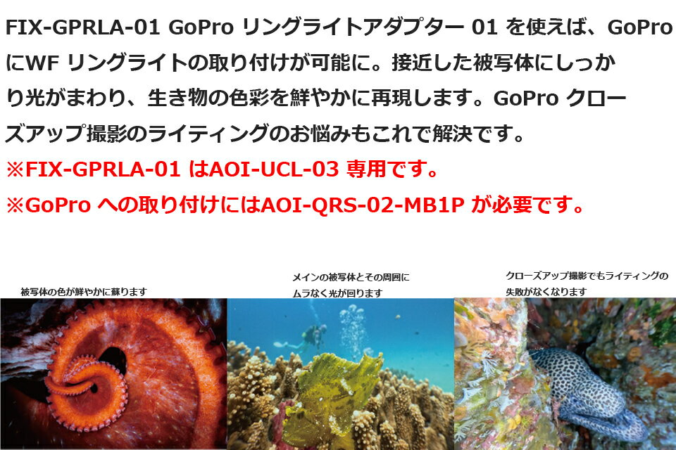 Fisheye FIX GPRLA-01 GoProリングライトアダプター01 ＃30608フィッシュアイ リングライト アダプター GoPro マクロ クローズアップストロボ リングフラッシュ GOPRO