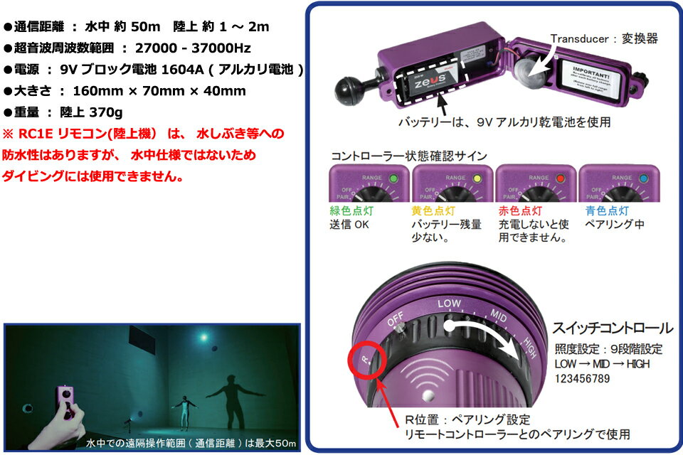 KELDAN RC1E Remote for ext. Transducer Φ�嵡����ɥ����� ������� ����饤�� LED �����ӥ� �ʥ��ȥ����ӥ󥰥饤�� �ե�å��� ���ȥ��� MU-7943�ӥǥ��饤�� ���滣�� ROV �����̵�����嵡