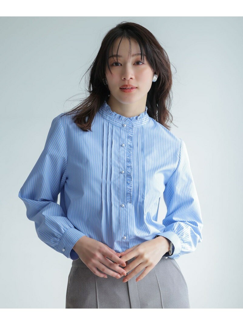樂天商城 - フリルスタンド シャツ ANY SIS L エニィスィス トップス シャツ・ブラウス ブルー ホワイト イエロー【送料無料】[Rakuten Fashion]