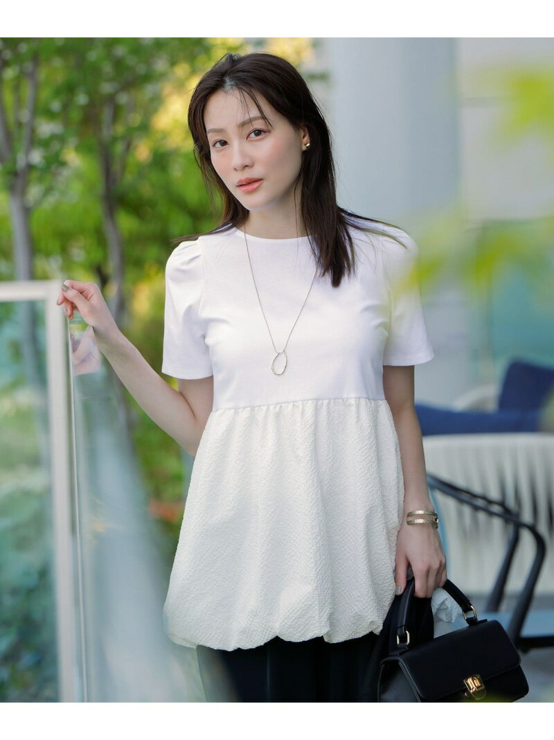 【SALE／30%OFF】【洗える】コンビネーションペプラム チュニック ANY SIS L エニィスィス トップス カットソー・Tシャツ ホワイト イエロー ブラック【RBA_E】【送料無料】[Rakuten Fashion]のサムネイル