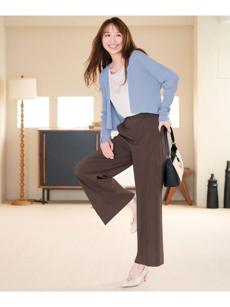 エアリーストレッチ ワイドパンツ ANY SIS L エニィスィス パンツ その他のパンツ ブラック ブルー ネイビー ホワイト グレー ブラウン ベージュ【送料無料】[Rakuten Fashion]
