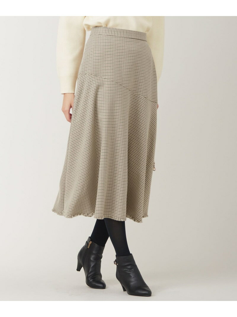 【SALE／50%OFF】【大人百花・美人百花掲載】ガンクラブフリンジ スカート ANY SIS エニィスィス スカート ロング・マキシスカート ベージュ ブラック【RBA_E】【送料無料】[Rakuten Fashion]のサムネイル