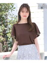 エニィスィス 服 レディース 【SALE／20%OFF】【接触冷感】360°好印象フリルスリーブ カットソー any SiS エニィスィス トップス カットソー・Tシャツ ホワイト ブラック ピンク ブルー【RBA_E】[Rakuten Fashion]