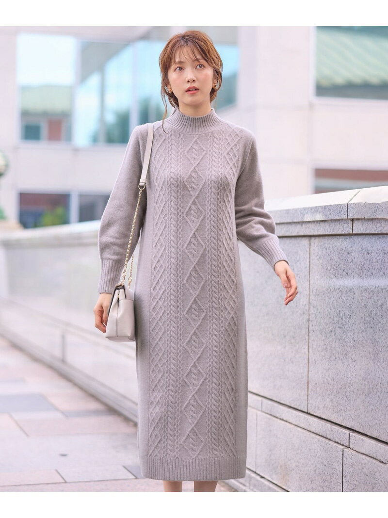 【洗える】ハイネックケーブルニット ワンピース any SiS エニィスィス ワンピース・ドレス ワンピース パープル グレー ホワイト【送料無料】[Rakuten Fashion]のサムネイル