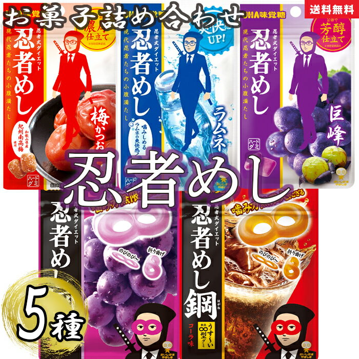 グミ 《母の日 プレゼント》お菓子 詰め合わせ UHA味覚糖 忍者メシ 巨峰 梅かつお ラムネ 鋼 グレープ 鋼 コーラ 5種セット 各1袋 送料無料 グミ スイーツ 駄菓子 まとめ買い アソートセット