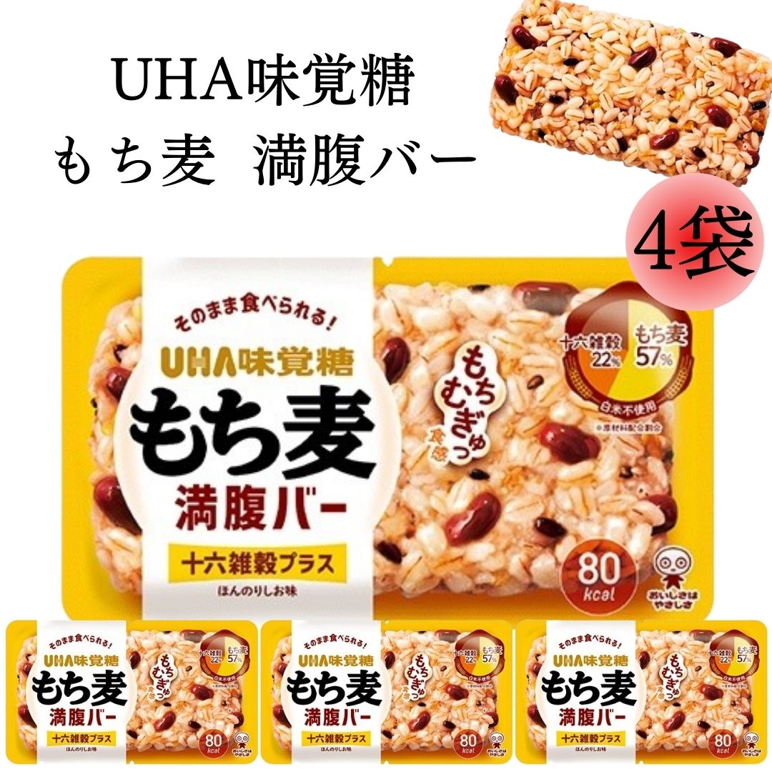 《父の日 プレゼント》 1000円ポッキリ 送料無料 ポイント消化 UHA味覚糖 もち麦 満腹バー 十六雑穀プラス 4個 ほんのり塩味 お試し レトルト食品 パウチ 加熱不要 おにぎり 小腹 ご飯 パック 手軽 食事 ダイエット 朝食 外出先 飯 米