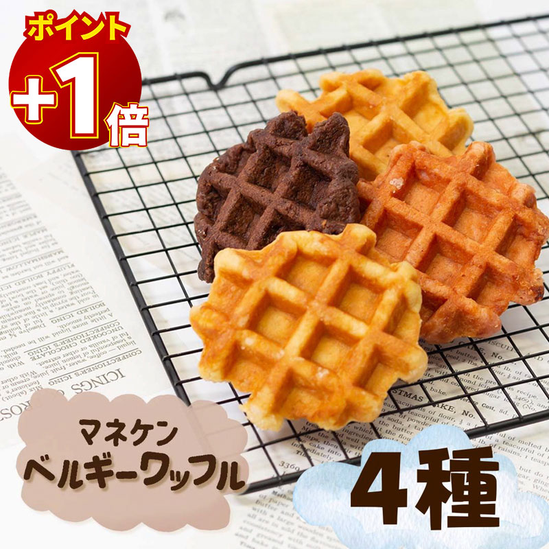 【さらにポイント+1倍】1000円ポッキリ 送料無料 お菓子 詰め合わせ 可愛い 個包装 おかし マネケン マネケンワッフル ベルギーワッフル 詰合せ 4種 各1個 プチギフト 退職 個包装 おしゃれ おやつ 子供 子供会 大人 プレゼント プレーン いちご ココア メープル